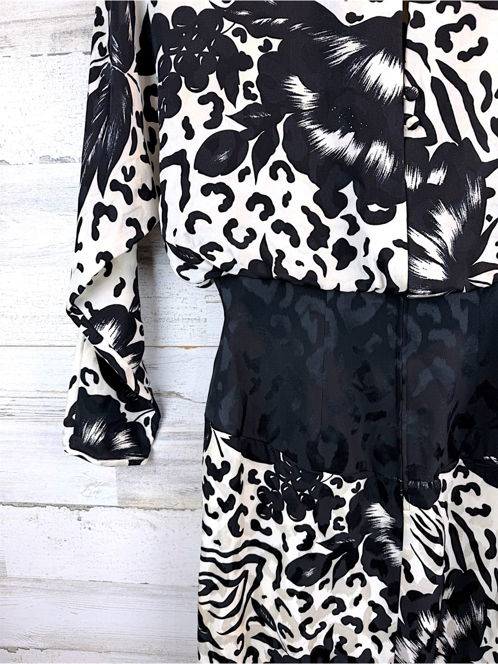 Vintage Lillie Rubin 100% Silk Cocktail Dress Black White Beaded Size 8 - Picture 12 of 14